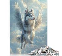 Husky with Angel Wings Majestic Pet TributeFlying Husky with Wings Puzzle 1000 Piece Adult Jigsaw Puzzle Puzzles Wooden Puzzles Jigsaw Puzzles for Adults 1000pcs (75x50cm)