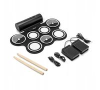 Huslog Electronic Drum Set for Children and Beginners, 7 Pads + 2 Pedals, 12 Demo Rhythms, 7 Sounds, Recording Function, MP3 Input, Headphone and Speaker Output, Portable Drum Set