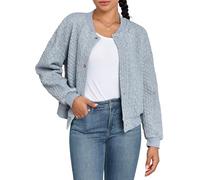Husmeu Women's Cardigans Long Sleeve Button Down Stand Collar Baseball Jacket Loose Lightweight Outerwear with Pocket Grey XXL