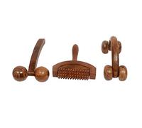 HusNain Handmade Wooden Set of 3 Body Massager Roller - Relaxation/Improved Blood Circulation/Body Stress/Acupressure and Acupuncture Cutter Massagers for Men and Women's (Wooden)