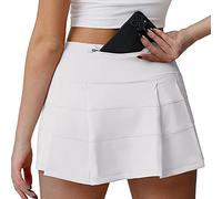 Husnainna High Waisted Pleated Tennis Skirt with Pockets Athletic Golf Skorts for Women Casual Workout Built-in Shorts 018BZQ-White/e10