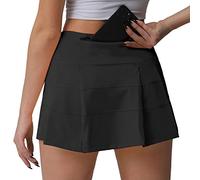 Husnainna High Waisted Pleated Tennis Skirt with Pockets Athletic Golf Skorts for Women Casual Workout Built-in Shorts 018BZQ-Black/e10