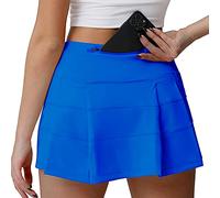 Husnainna High Waisted Pleated Tennis Skirt 018BZQ-Moroccan Blue/a2