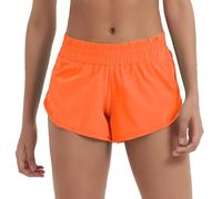 Husnainna Women's Athletic High Waisted Running Shorts with Zip Pocket and Elastic Band - 2.5" Inseam - Orange