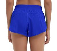 Husnainna Women's Athletic Shorts 2.5” High Waisted Running Shorts Zip Pocket Sport Shorts Elastic Band Workout Shorts H021-BLue-C8M