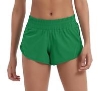Husnainna Women's Athletic Shorts 2.5” High Waisted Running Shorts Zip Pocket Sport Shorts Elastic Band Workout Shorts H021-Green-C8M