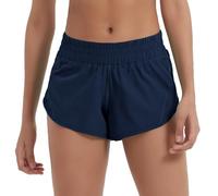 Husnainna Women's Athletic Shorts 2.5” High Waisted Running Shorts Zip Pocket Sport Shorts Elastic Band Workout Shorts H021-Nave-B6S