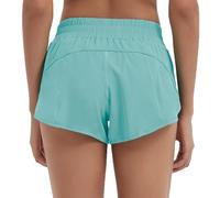 Husnainna Women's Athletic Shorts 2.5” High Waisted Running Shorts Zip Pocket Sport Shorts Elastic Band Workout Shorts H021-Light Blue-C8M
