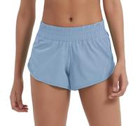 Husnainna Women's Athletic Shorts 2.5” High Waisted Running Shorts Zip Pocket Sport Shorts Elastic Band Workout Shorts H021-Wisteria Purple-B6S