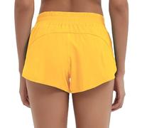 Husnainna Women's Athletic Shorts 2.5” High Waisted Running Shorts Zip Pocket Sport Shorts Elastic Band Workout Shorts H021-Mango Yellow-E12XL