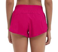 Husnainna Women's Athletic Shorts 2.5” High Waisted Running Shorts Zip Pocket Sport Shorts Elastic Band Workout Shorts H021-Hot Pink-A4XS