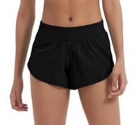 Husnainna Women's Athletic Shorts 2.5” High Waisted Running Shorts Zip Pocket Sport Shorts Elastic Band Workout Shorts H021-Black-A4XS