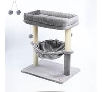 HUSPET 24-inch Cat Tree for Indoor Cats & Kittens - Multi-Level Cat Tower with Hammock & Scratching Post - Sturdy Perch for Large Cats - Space-Saving Small Cat Bed - Light Gray
