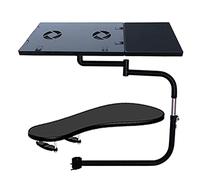 HUSPOO Adjustable Laptop Holder Mount Chair Keyboard Tray, Foldable Desktop Keyboard Extender Armrest Cup Holder, Chair Stand Tray & 360° Armrest Wrist Rest for Workstation/Video Gaming