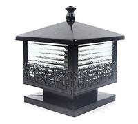 HUSPOO Courtyard Post Lights, Black Metal Yard Gate Post Lamp, 20x20CM Square Vintage Lantern Lighting, Garden Yard Decoration for Patio Deck Stair Yard, Warm White, E27 (Not Included)