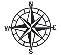Huspox 40cm Metal Decorative Nautical Compass Wall Art Decor, Black Hanging Wall Sculpture for Living Room Bedroom Office Garden Farmhouse Decoration