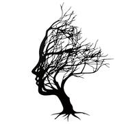 Huspox Abstract Tree Face Metal Wall Art Decor, Black, 40x28cm