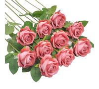 Huspox Fake Roses Artificial Flowers with Long Stem for Decoration Bouquet Wedding Floral Arrangement 10pcs