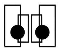 Huspox Modern Black Geometric Metal Wall Art Decor - Set of 2 Abstract Line Art Panels with 3D Shadow Effect for Living Room & Bedroom Decor - 43x25cm Each