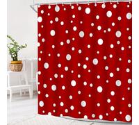 HUSPWP Red and White Polka Dot Shower Curtain Abstract Geometric Small Polka Dots Monochrome Circles Doodle Spot Cute Trendy Design Simple Home Decor Fabric Bathroom Curtain with Hook