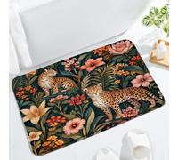 HUSPWP Tropical Jungle Leopard Vintage Bath Rug Floor Mat,Medium | Rainforest Floral Wild Animal Botanical Exotic Flower Bathroom Rug Mat Doormat Toilet Floor Rug
