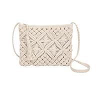 HUSSATOP Crochet Shoulder Bag for Women Beach Woven Crossbody Shoulder Handbag Satchel Purse with Tassel, White, One Size