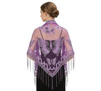 HUSSATOP Women 's Butterfly Shawl and Wrap Wedding Shawl Shoulder Cover Up for Evening Party Dresses Bridal Bridesmaid, 4-purple, One Size