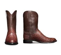 HusSeN Cowboy Boots Men Traditional Country Boots Distressed Casual Embroidered Side Zipper Retro Western Boots, brown, 11 UK