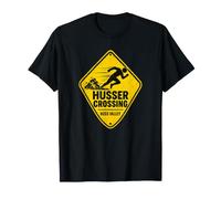 Husser Crossing Funny Running Warning Sign T-Shirt