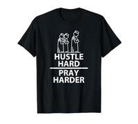 Hustle Hard Pray Harder Islamic Muslim Praying Religion Gift Value Graphic T-Shirt, Men, Black, XL
