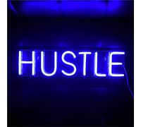 Hustle LED Neon Sign Novelty Light Wall Art Decorative Wall Hanging Sign for Bedroom Living Room Kid’s Room Party Home Decor Neon Night Light USB Powered Large 19.7x4.9” Blue