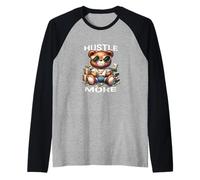 Hustle More Teddybear Money Vibes for Entrepreneurs Raglan Baseball Tee