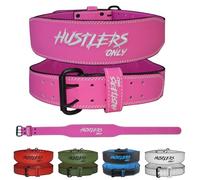 HUSTLERS ONLY Weight Lifting Belt for Men & Women - 7mm Thick Leather Gym Belt 4” Padded Back Support - Weight Belt for Powerlifting, Bodybuilding, Deadlift, Squat Workouts (Pink - M)