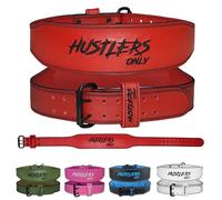 HUSTLERS ONLY Weight Lifting Belt for Men & Women - 7mm Thick Synthetic Leather Gym Belt 4” Padded Back Support - Weight Belt for Powerlifting, Bodybuilding, Deadlift, Squat Workouts (Red - XL)