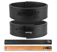 Hustlers Only Weight Lifting Belt with Lever Buckle Genuine Leather Gym Belt for Deadlift, Power Lifting, Workout Belt 10mm thickness for Back Support, Lifting Belt for Men and Women (L, Black)
