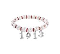 HUSURU Bead Strand Sorority Paraphernalia Gift Figure 1913 Charm DST Gr racelet Soror Red Elephant Delta Women Service Party Jewelry