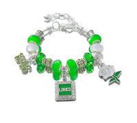 HUSURU Metal Rose Flower Green 1946 The Incorporated Links Bracelets Jewelry Community Women Gifts Elegant