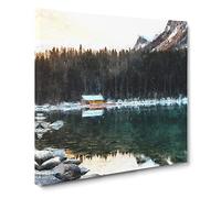Hut At The Foot Of A Mountain Canvas Print | Gallery Wrapped 30mm Frame Wall Art | 20x20 inches | Ready to Hang | Modern Landscape Picture | Living Room Bedroom Lounge Office
