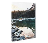 Hut At The Foot Of A Mountain Canvas Print | Gallery Wrapped 30mm Frame Wall Art | 30x20 inches | Ready to Hang | Modern Landscape Picture | Living Room Bedroom Lounge Office