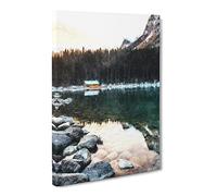 Hut At The Foot Of A Mountain Canvas Print | Gallery Wrapped 30mm Frame Wall Art | 30x20 inches | Ready to Hang | Modern Landscape Picture | Living Room Bedroom Lounge Office