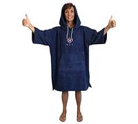 HUT Premium Hooded Changing Robe Poncho for Swim/Beach/Open Water Swimming - Quick Drying Light Microfibre Poncho for Women and Men - Blue/Pink (Large)