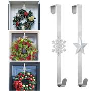 Hutato 2Pcs Christmas Wreath Hanger for Front Door, 15in Large Metal Wreath Reef Door Hanger Hook Decor Hook for Xmas Party Decor Door Wall Home Office(White)