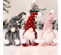 Hutato 3PCS Handmade Christmas Swedish Gnome Plush, Santa Faceless Decoration Standing Christmas Gnomes Doll Ornaments Dwarf Elf Household Gift for Xmas Home Festival Party Table Decorations (3 Pcs)