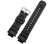 HUTBUVEAW 16mm High Grade Rubber Wrist Strap For Casio G-Shock AW- 591/590/AWG-M100/101/G-7700 Replacement Watch Band Man Black Bracelet(Black sk)