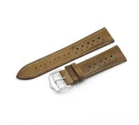 HUTBUVEAW 18mm 20mm 22mm 24mm Vintage Handmade Discoloration Genuine Leather Watch Strap Black Blue Brown Gray Watchbands For Men's Watch(Yellow-Green,22mm)