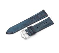 HUTBUVEAW 18mm 20mm 22mm 24mm Vintage Handmade Discoloration Genuine Leather Watch Strap Black Blue Brown Gray Watchbands For Men's Watch(Blue,22mm)