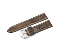 HUTBUVEAW 18mm 20mm 22mm 24mm Vintage Handmade Discoloration Genuine Leather Watch Strap Black Blue Brown Gray Watchbands For Men's Watch(Gray,22mm)