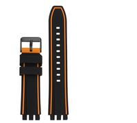 HUTBUVEAW 19mm 20mm 21mm Rubber Watchband For Swatch Men Watch Strap YVS400 YVS451 YVB404 Silicone Waterproof Outdoor Sports Bracelet(Black Orange bk,19mm)