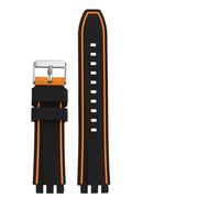 HUTBUVEAW 19mm 20mm 21mm Rubber Watchband For Swatch Men Watch Strap YVS400 YVS451 YVB404 Silicone Waterproof Outdoor Sports Bracelet(Black Orange sk,20mm)