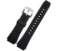 HUTBUVEAW Black Silicone Rubber Sports Watch Strap For Casio Edifice EF-552 Watchbands EF-552D-1A Men's Bracelet Stainless Buckle 25 * 20mm(Black sk)